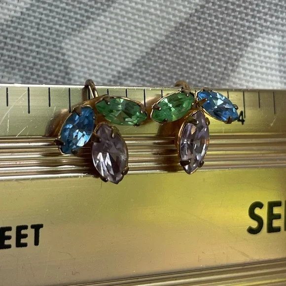 Vintage Multicolor Gemstone Earrings - Picture 7 of 9